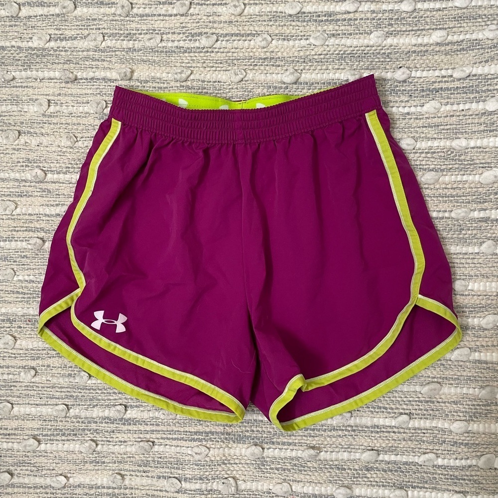 Maroon and neon yellow Under Armour Shorts size small